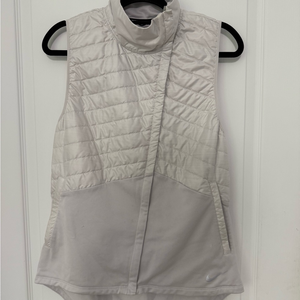 Nike Running Light Gray Asymmetrical Quilted Vest - image 1